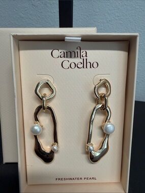Camila Coelho | Abstract Style Freshwater Pearl Dangle Earrings ✨